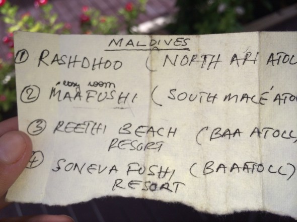 O famoso guardanapo esboçado em Goa. Alguém aí lembrou do filme A Praia?